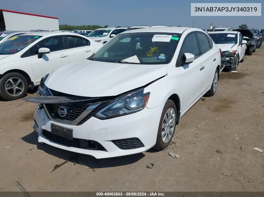 2018 Nissan Sentra S VIN: 3N1AB7AP3JY340319 Lot: 40063603