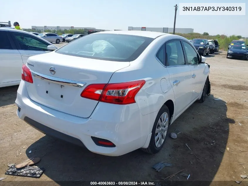 2018 Nissan Sentra S VIN: 3N1AB7AP3JY340319 Lot: 40063603