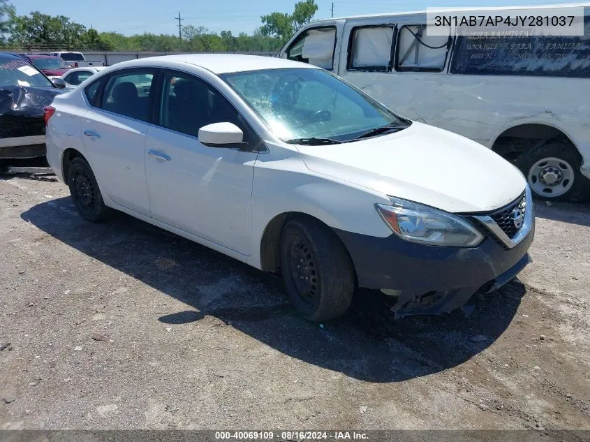 2018 Nissan Sentra S VIN: 3N1AB7AP4JY281037 Lot: 40069109