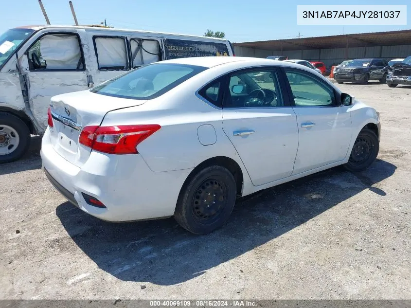 2018 Nissan Sentra S VIN: 3N1AB7AP4JY281037 Lot: 40069109