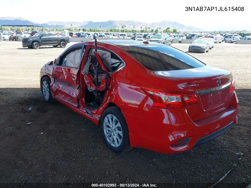 2018 Nissan Sentra Sv VIN: 3N1AB7AP1JL615408 Lot: 40102993