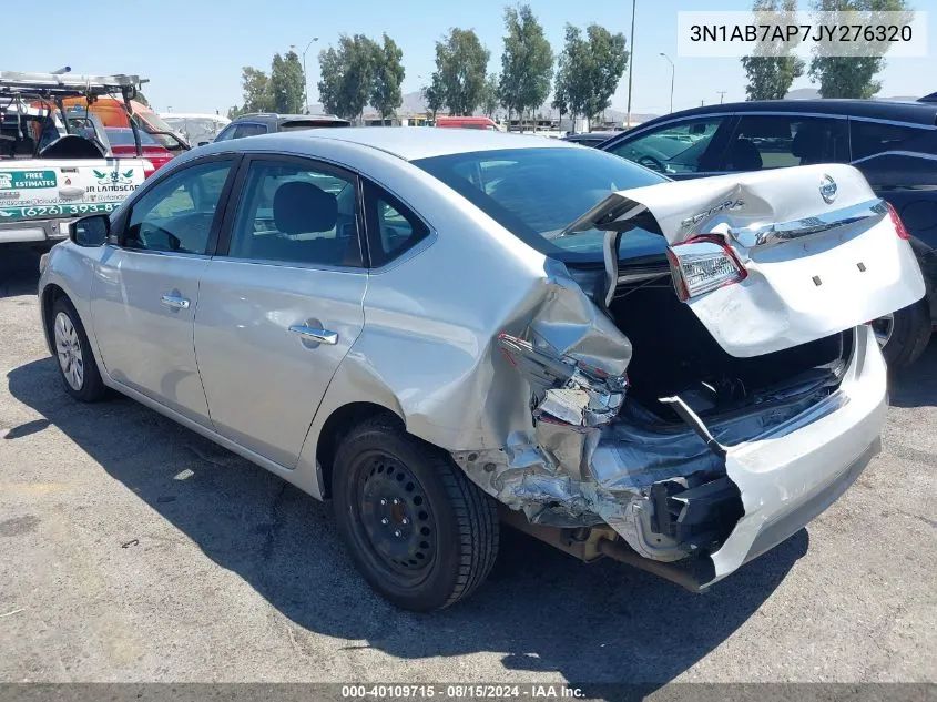 2018 Nissan Sentra S VIN: 3N1AB7AP7JY276320 Lot: 40109715