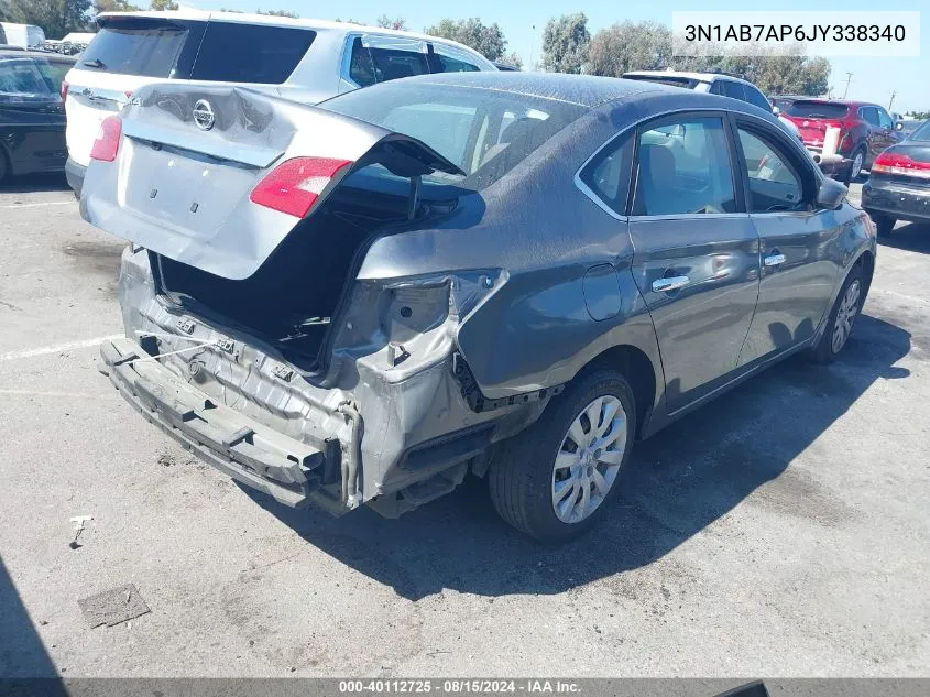 2018 Nissan Sentra S VIN: 3N1AB7AP6JY338340 Lot: 40112725