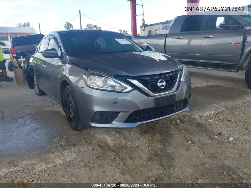 2018 Nissan Sentra S/Sv/Sr/Sl VIN: 3N1AB7AP6JY217842 Lot: 40136728