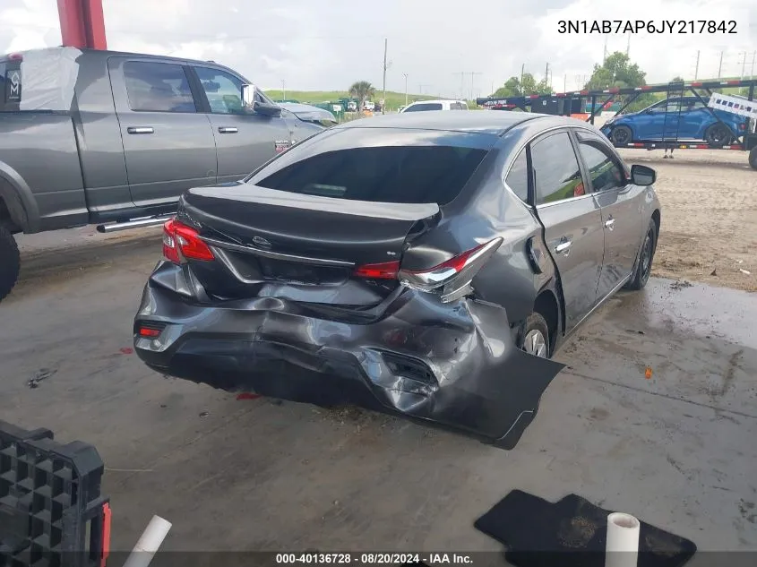 2018 Nissan Sentra S/Sv/Sr/Sl VIN: 3N1AB7AP6JY217842 Lot: 40136728