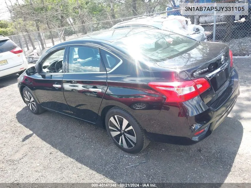 2018 Nissan Sentra S/Sv/Sr/Sl VIN: 3N1AB7AP5JY331105 Lot: 40141348