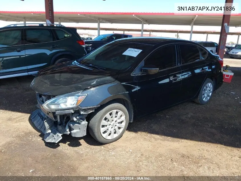 2018 Nissan Sentra S VIN: 3N1AB7APXJY241836 Lot: 40157865