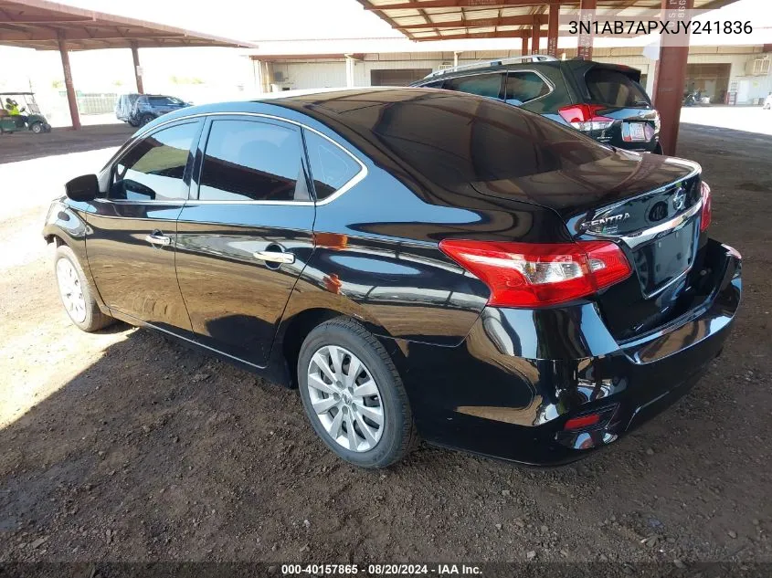 2018 Nissan Sentra S VIN: 3N1AB7APXJY241836 Lot: 40157865