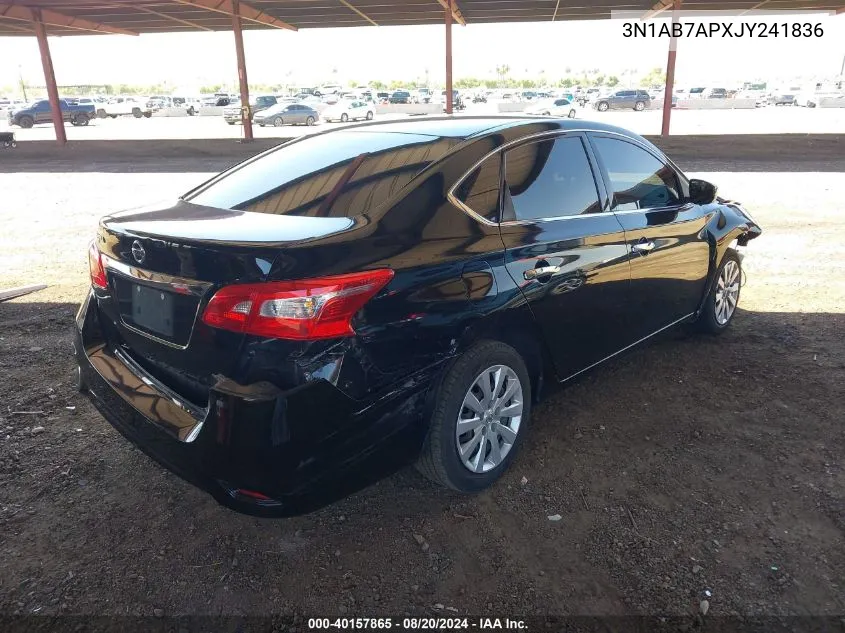 2018 Nissan Sentra S VIN: 3N1AB7APXJY241836 Lot: 40157865