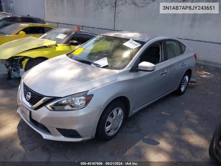 2018 Nissan Sentra S VIN: 3N1AB7AP8JY243651 Lot: 40167606