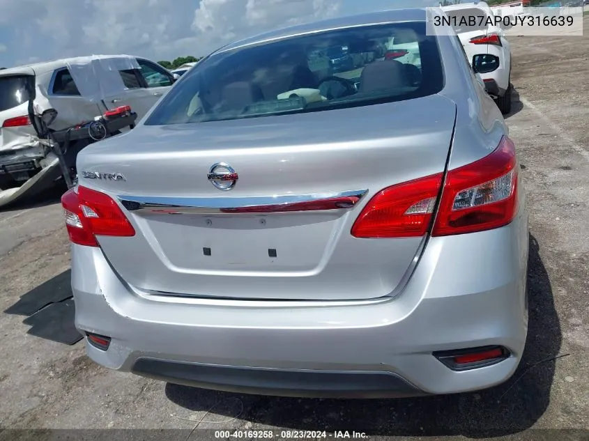 2018 Nissan Sentra S VIN: 3N1AB7AP0JY316639 Lot: 40169258