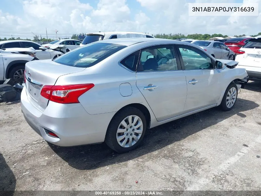 2018 Nissan Sentra S VIN: 3N1AB7AP0JY316639 Lot: 40169258