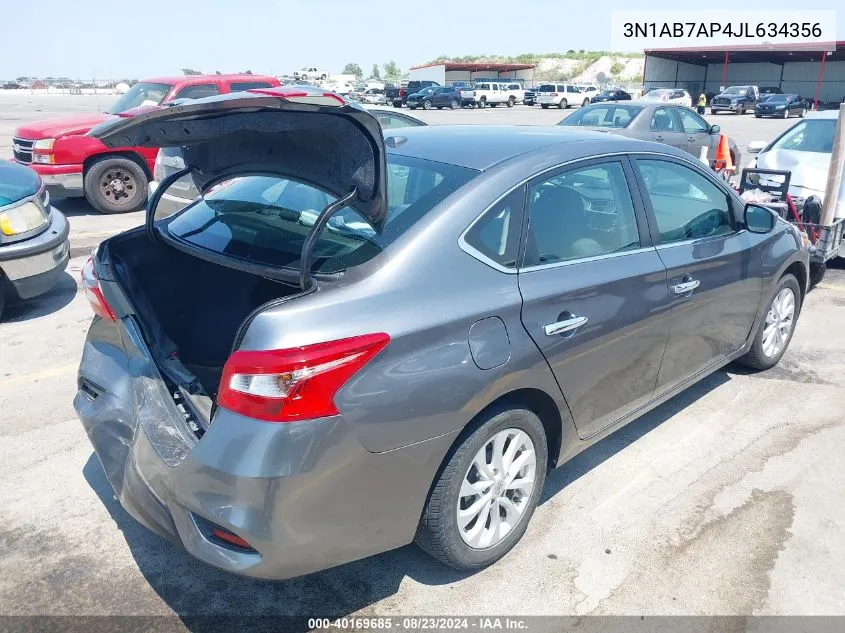 2018 Nissan Sentra Sv VIN: 3N1AB7AP4JL634356 Lot: 40169685