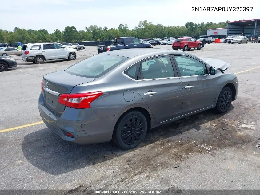 2018 Nissan Sentra S VIN: 3N1AB7AP0JY320397 Lot: 40173900