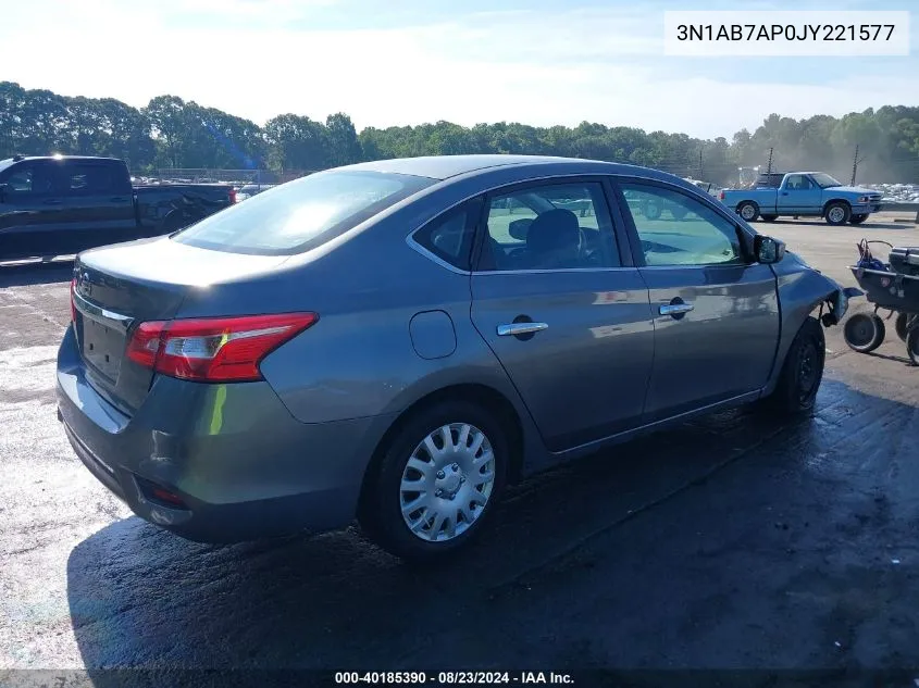 2018 Nissan Sentra S VIN: 3N1AB7AP0JY221577 Lot: 40185390