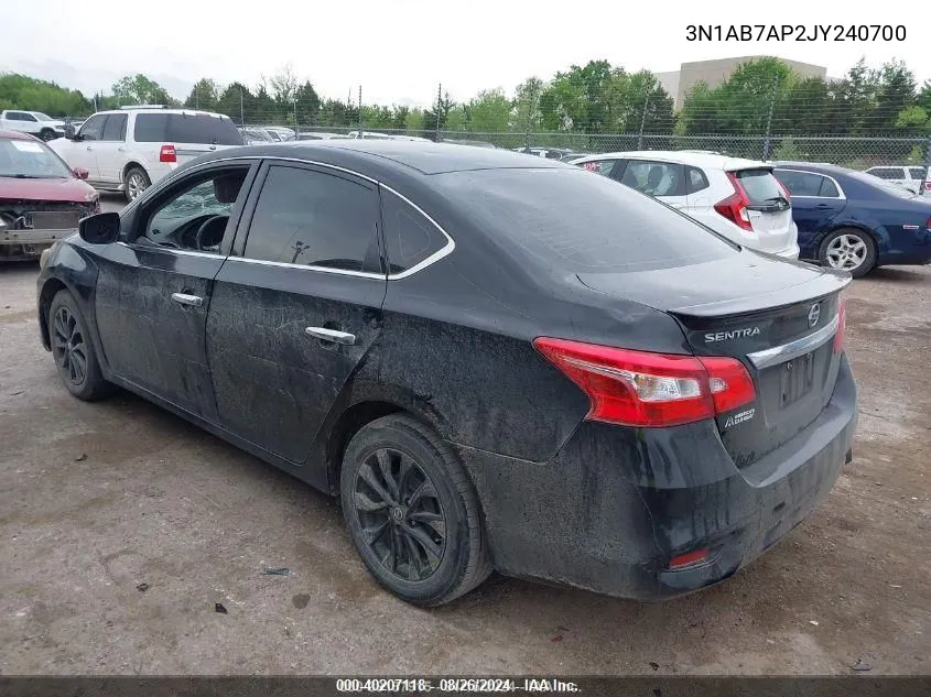 2018 Nissan Sentra S VIN: 3N1AB7AP2JY240700 Lot: 40207118