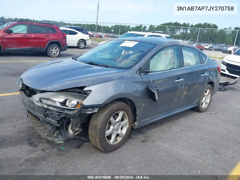 2018 Nissan Sentra Sr VIN: 3N1AB7AP7JY270758 Lot: 40216698