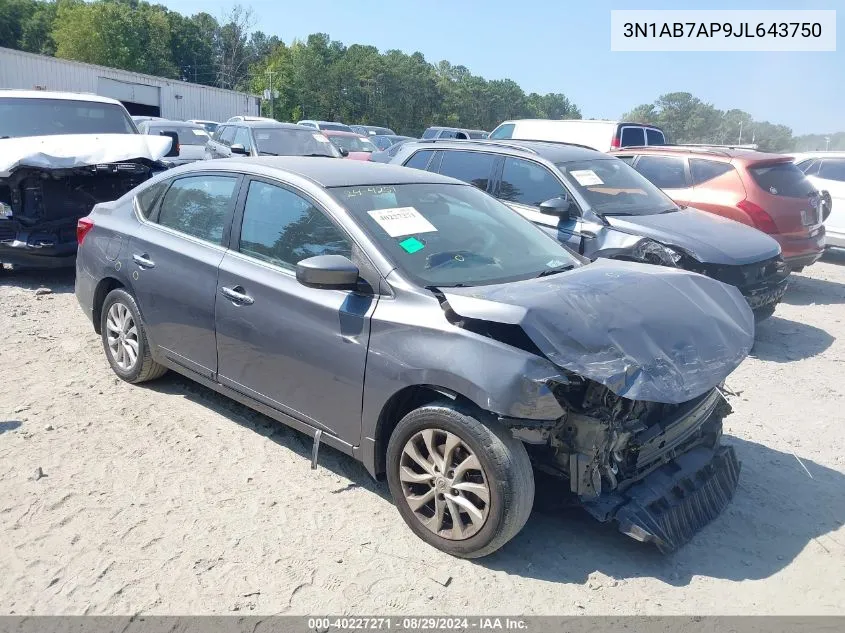 2018 Nissan Sentra Sv VIN: 3N1AB7AP9JL643750 Lot: 40227271