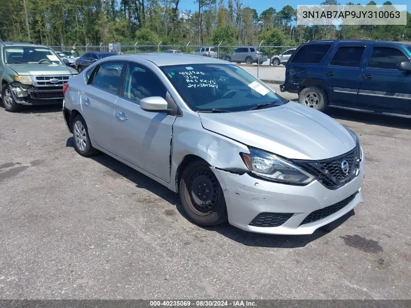 2018 Nissan Sentra S VIN: 3N1AB7AP9JY310063 Lot: 40235069