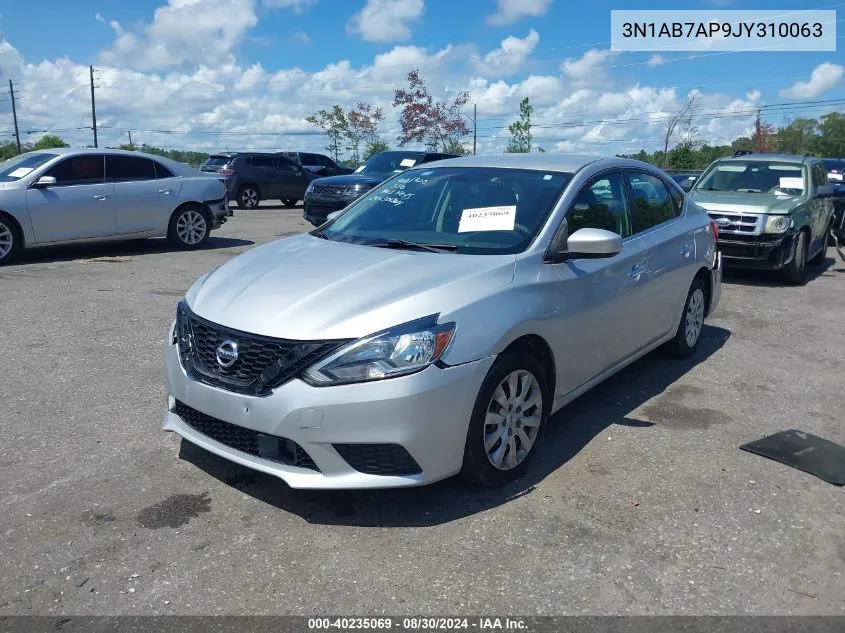 2018 Nissan Sentra S VIN: 3N1AB7AP9JY310063 Lot: 40235069