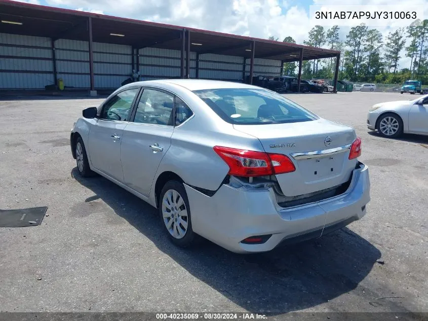 2018 Nissan Sentra S VIN: 3N1AB7AP9JY310063 Lot: 40235069