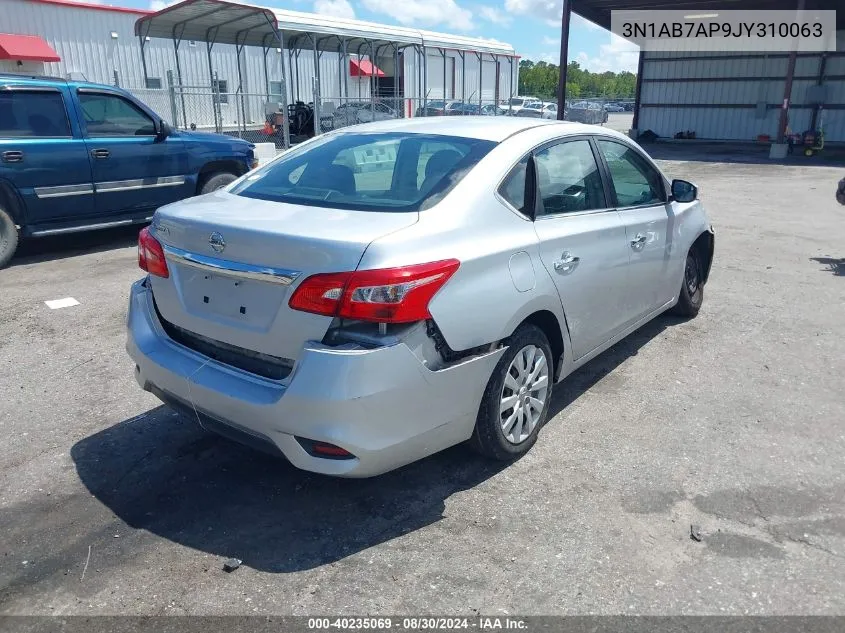 2018 Nissan Sentra S VIN: 3N1AB7AP9JY310063 Lot: 40235069