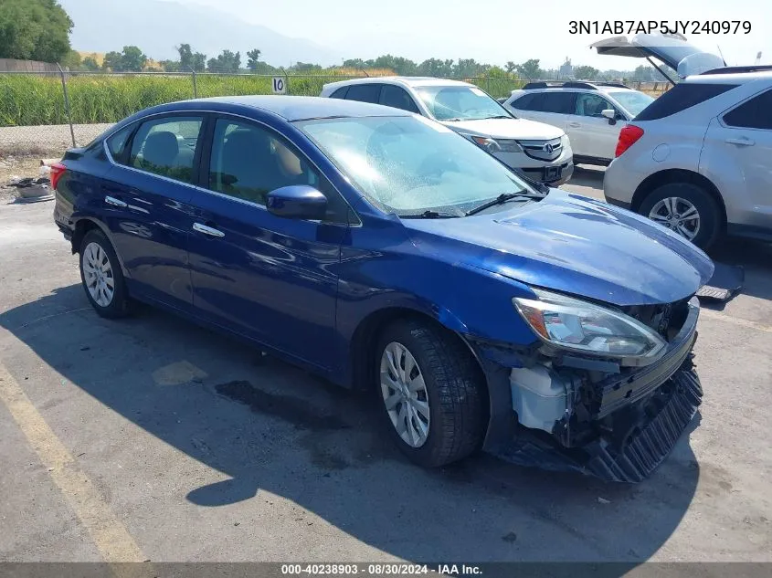 2018 Nissan Sentra S VIN: 3N1AB7AP5JY240979 Lot: 40238903