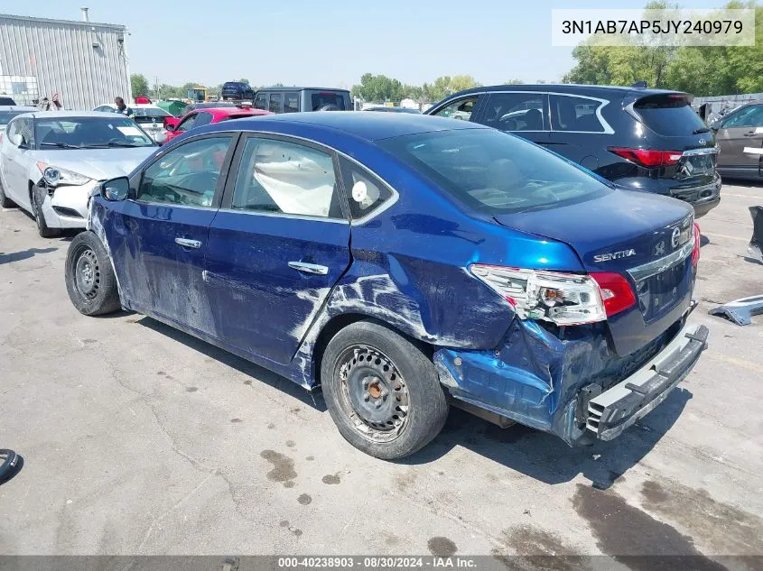 2018 Nissan Sentra S VIN: 3N1AB7AP5JY240979 Lot: 40238903