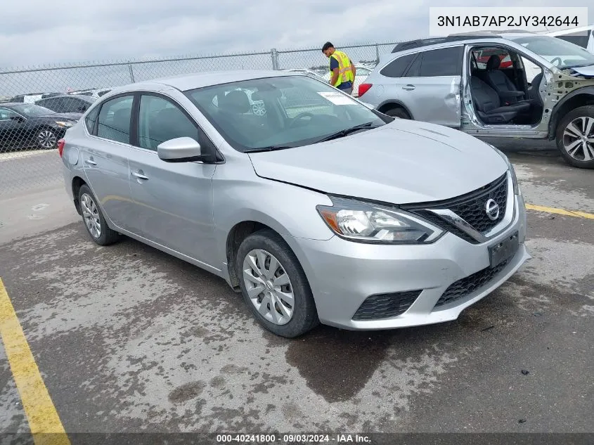 2018 Nissan Sentra S VIN: 3N1AB7AP2JY342644 Lot: 40241800