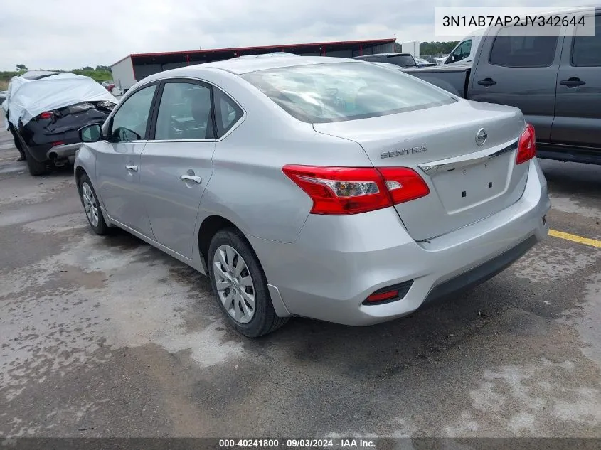 2018 Nissan Sentra S VIN: 3N1AB7AP2JY342644 Lot: 40241800