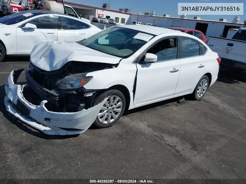 2018 Nissan Sentra S VIN: 3N1AB7AP6JY316516 Lot: 40255297