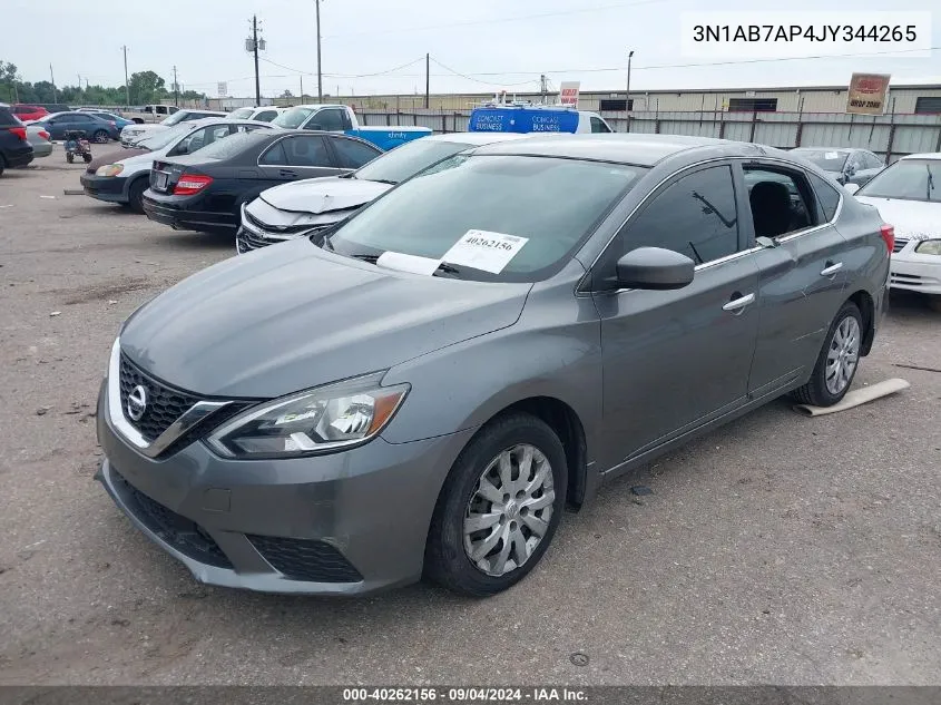 2018 Nissan Sentra S/Sv/Sr/Sl VIN: 3N1AB7AP4JY344265 Lot: 40262156