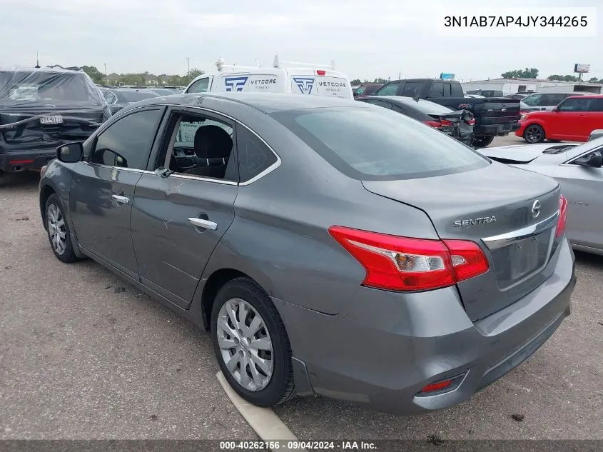 2018 Nissan Sentra S/Sv/Sr/Sl VIN: 3N1AB7AP4JY344265 Lot: 40262156