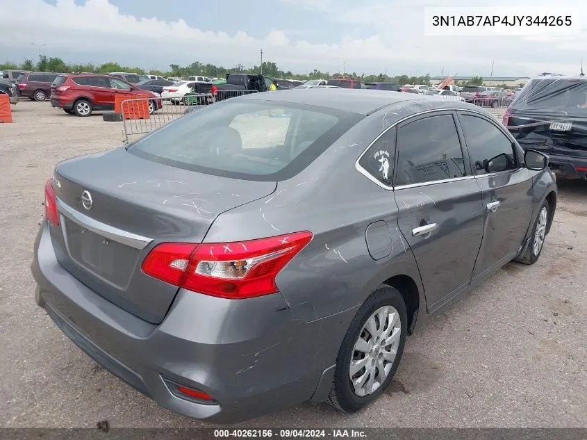 2018 Nissan Sentra S/Sv/Sr/Sl VIN: 3N1AB7AP4JY344265 Lot: 40262156