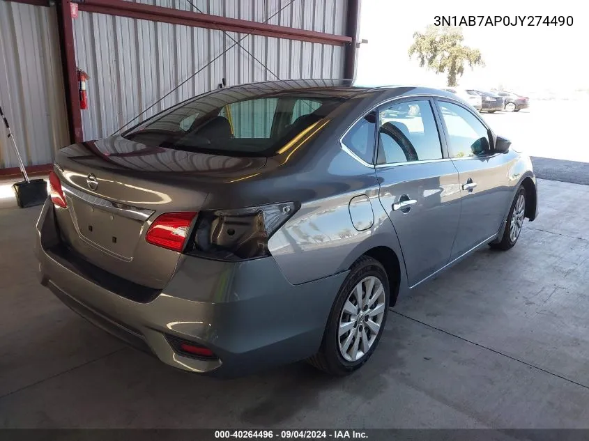 2018 Nissan Sentra S VIN: 3N1AB7AP0JY274490 Lot: 40264496