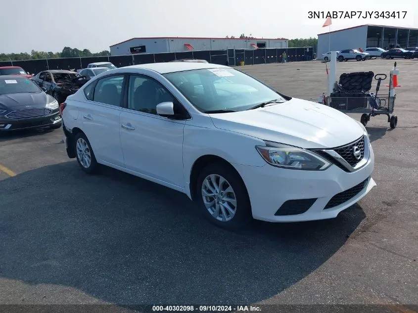 2018 Nissan Sentra Sv VIN: 3N1AB7AP7JY343417 Lot: 40302098