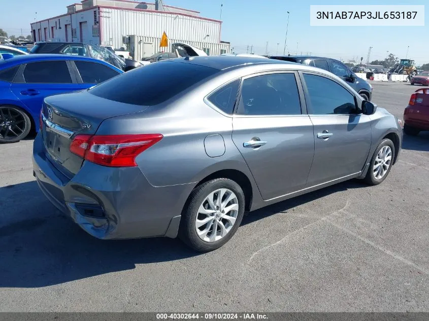 2018 Nissan Sentra S/Sv/Sr/Sl VIN: 3N1AB7AP3JL653187 Lot: 40302644