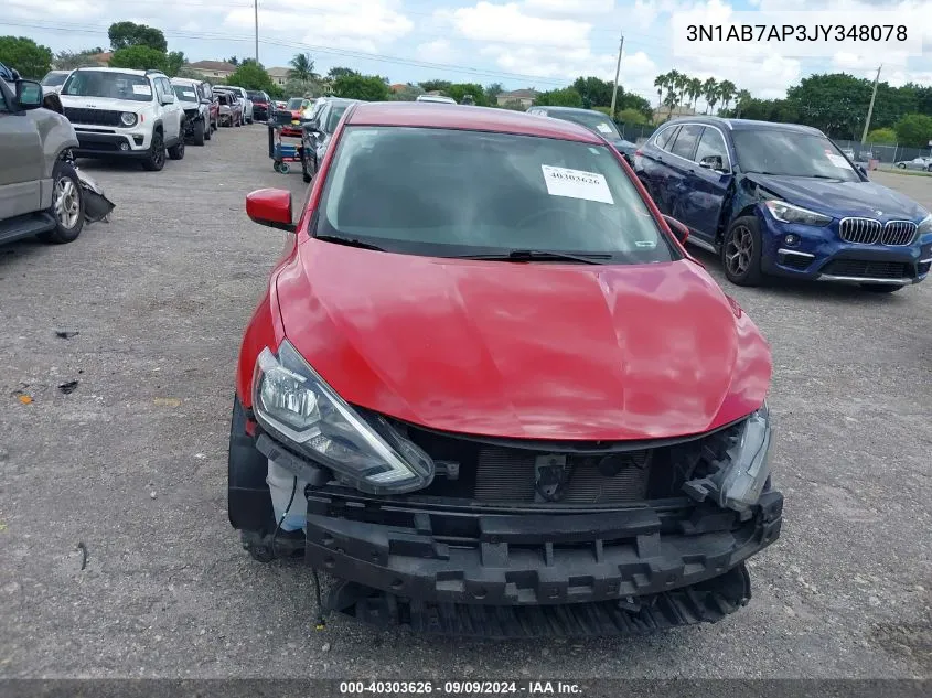 2018 Nissan Sentra Sv VIN: 3N1AB7AP3JY348078 Lot: 40303626