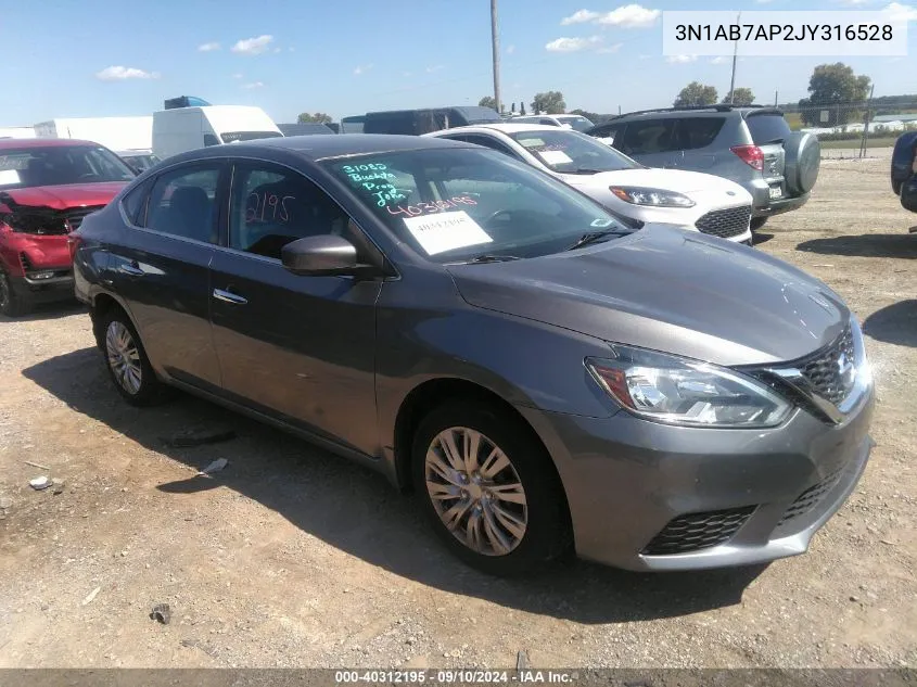 2018 Nissan Sentra S VIN: 3N1AB7AP2JY316528 Lot: 40312195