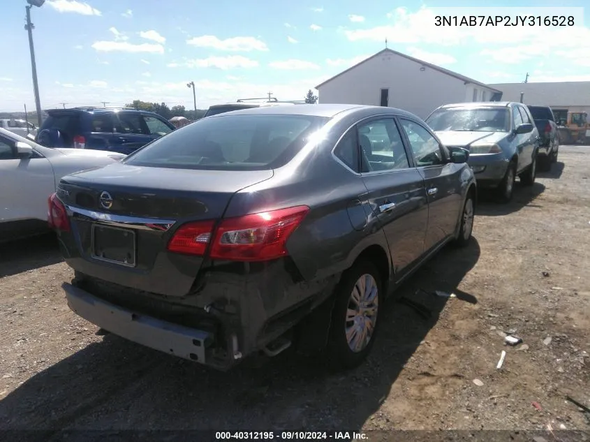 2018 Nissan Sentra S VIN: 3N1AB7AP2JY316528 Lot: 40312195