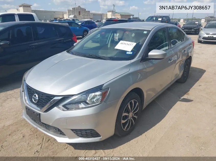 2018 Nissan Sentra S VIN: 3N1AB7AP6JY308657 Lot: 40313437