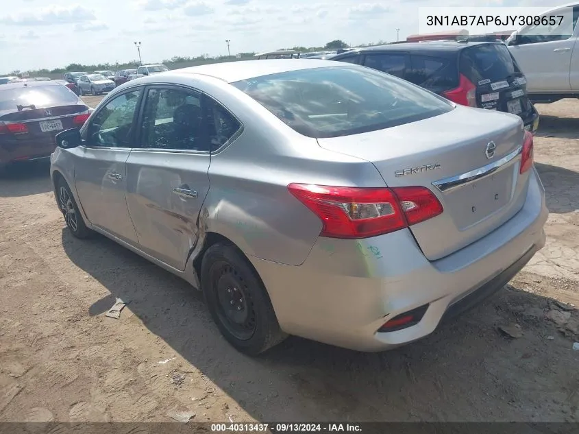 2018 Nissan Sentra S VIN: 3N1AB7AP6JY308657 Lot: 40313437