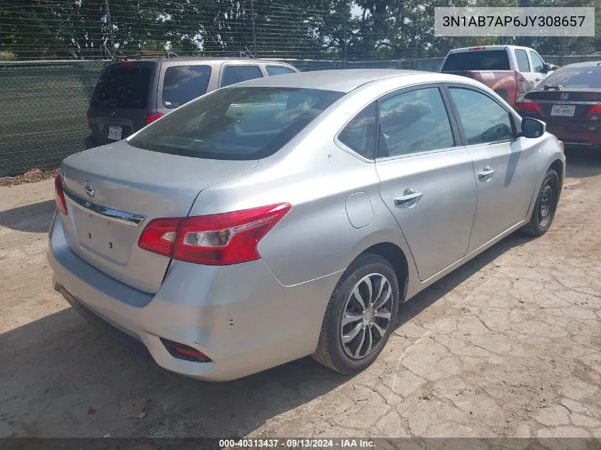 2018 Nissan Sentra S VIN: 3N1AB7AP6JY308657 Lot: 40313437