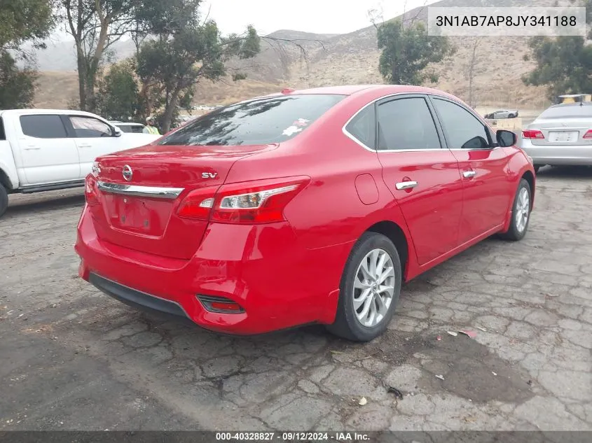 2018 Nissan Sentra Sv VIN: 3N1AB7AP8JY341188 Lot: 40328827