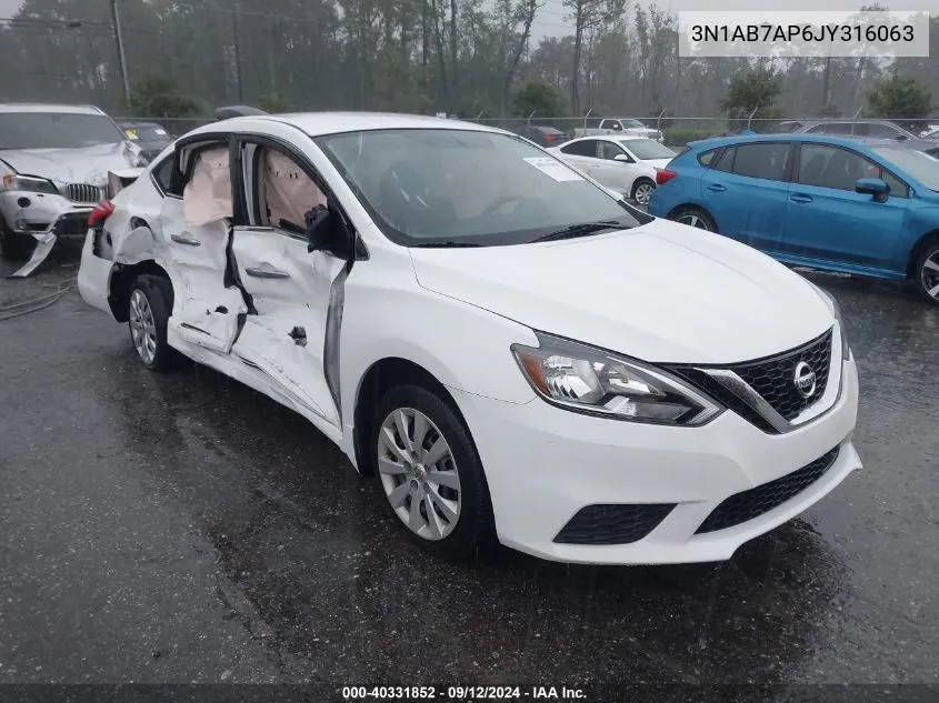 2018 Nissan Sentra S/Sv/Sr/Sl VIN: 3N1AB7AP6JY316063 Lot: 40331852