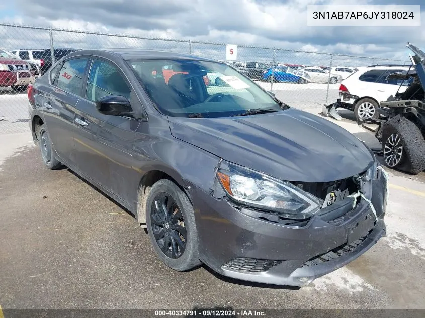 2018 Nissan Sentra S/Sv/Sr/Sl VIN: 3N1AB7AP6JY318024 Lot: 40334791