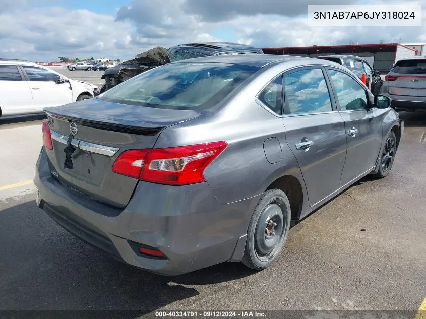 2018 Nissan Sentra S/Sv/Sr/Sl VIN: 3N1AB7AP6JY318024 Lot: 40334791