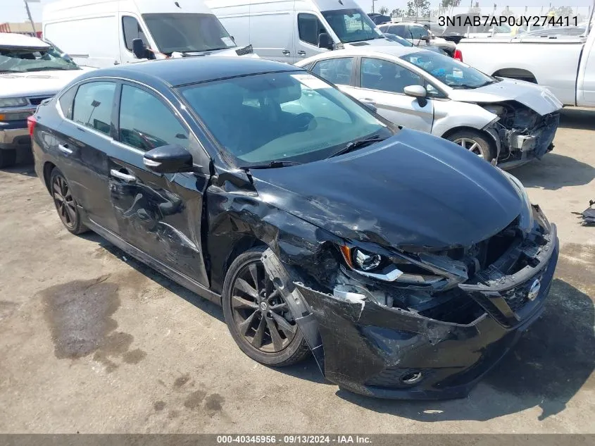 2018 Nissan Sentra S/Sv/Sr/Sl VIN: 3N1AB7AP0JY274411 Lot: 40345956