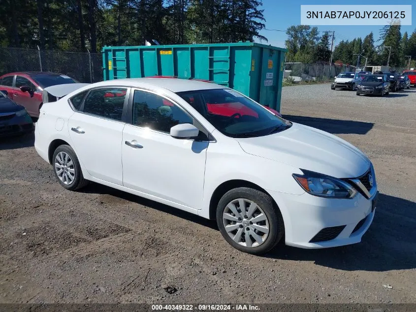 2018 Nissan Sentra S VIN: 3N1AB7AP0JY206125 Lot: 40349322