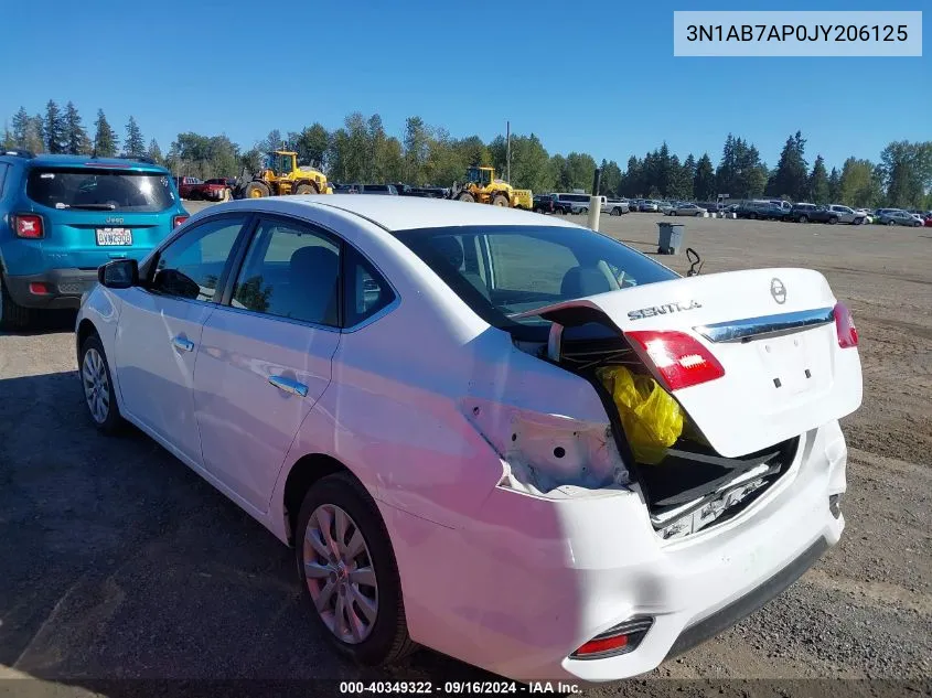 2018 Nissan Sentra S VIN: 3N1AB7AP0JY206125 Lot: 40349322